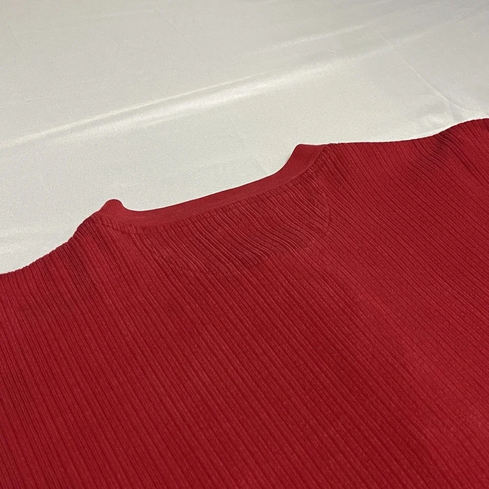 Vintage Chaps Ralph Lauren Sweater Men's Size L Red Henley Pullover Crest 90s